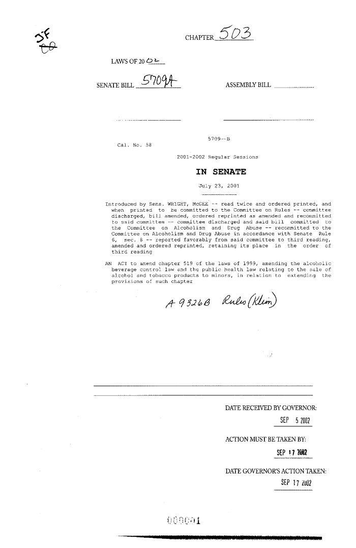 NYS Bill and Veto Jackets: 2002, Chapter 503
