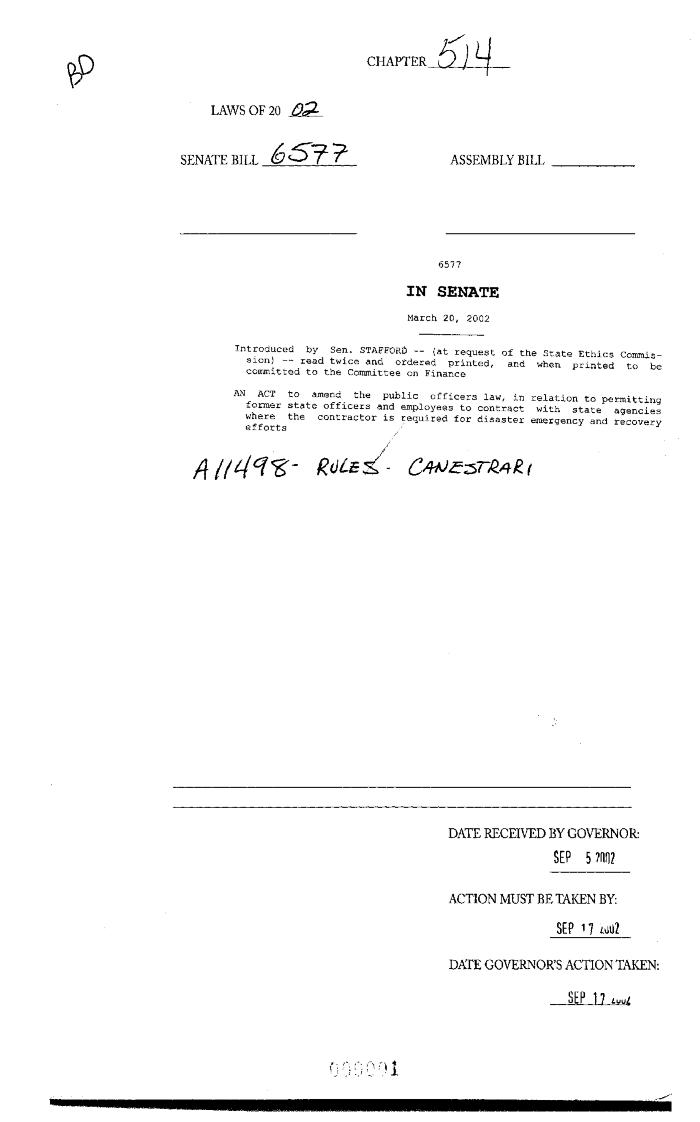 NYS Bill and Veto Jackets: 2002, Chapter 514