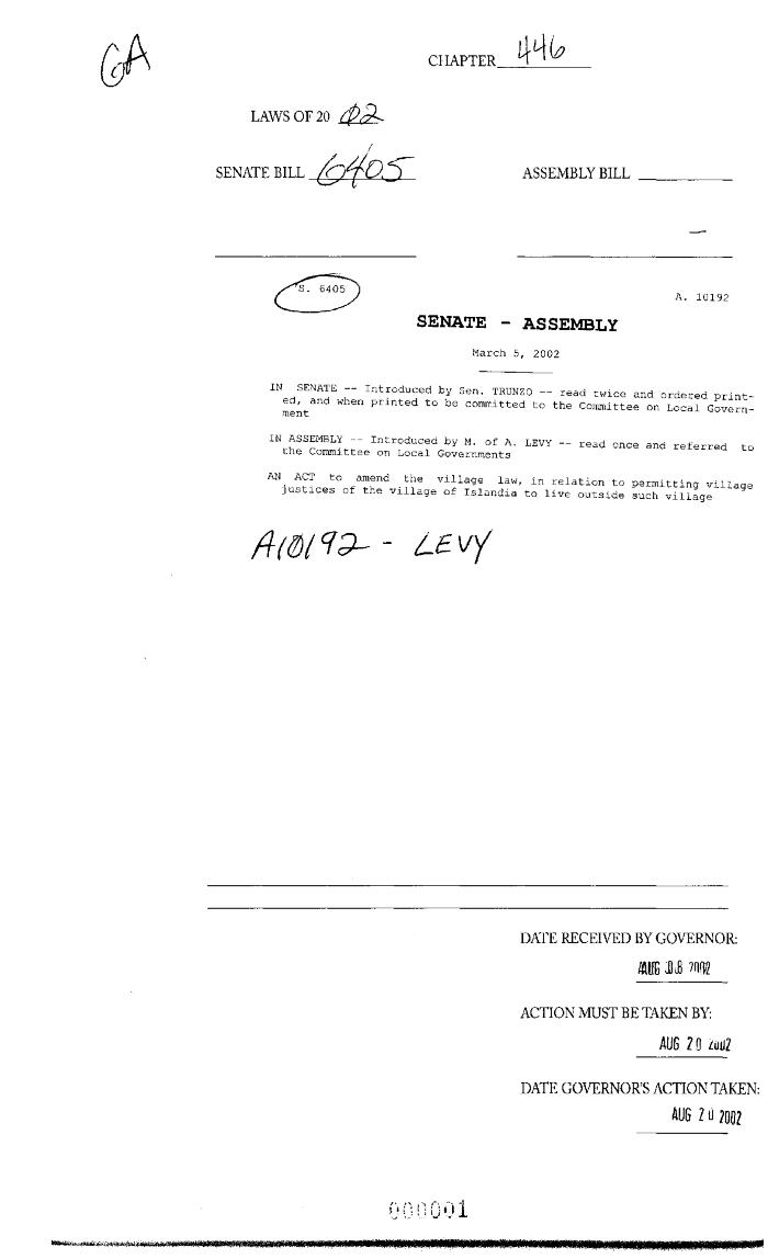 NYS Bill and Veto Jackets: 2002, Chapter 446