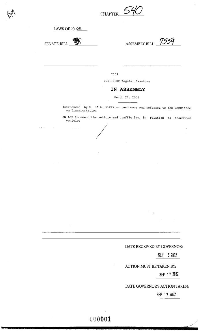 NYS Bill and Veto Jackets: 2002, Chapter 540