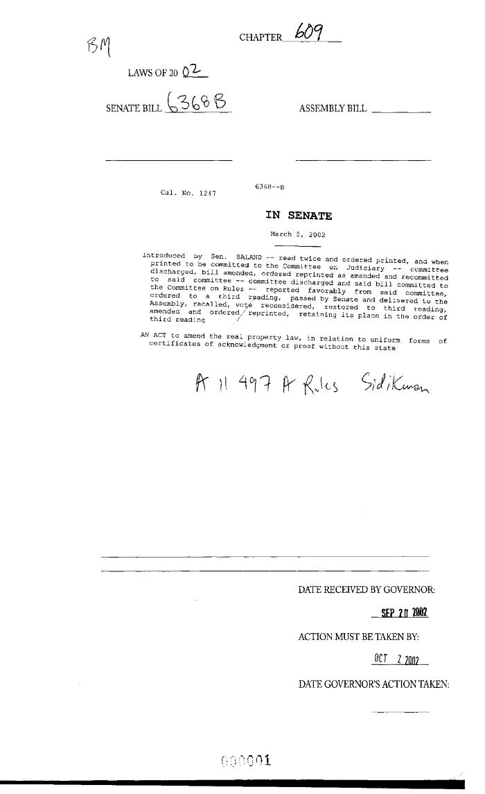 NYS Bill and Veto Jackets: 2002, Chapter 609