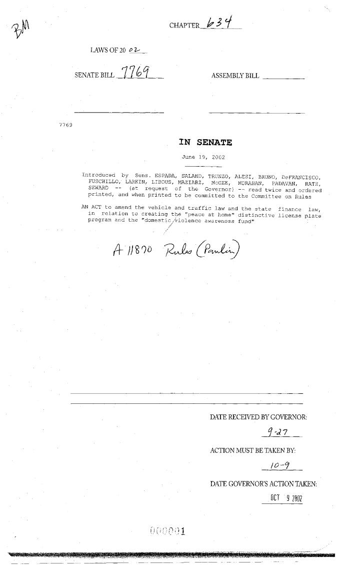 NYS Bill and Veto Jackets: 2002, Chapter 634