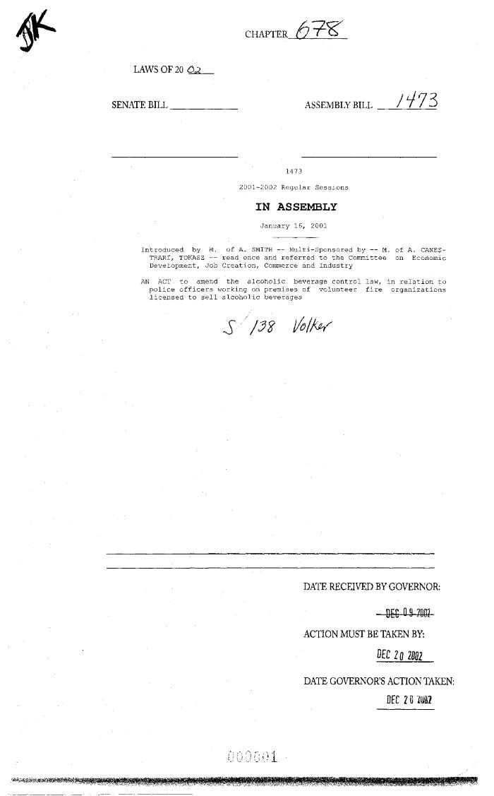 NYS Bill and Veto Jackets: 2002, Chapter 678