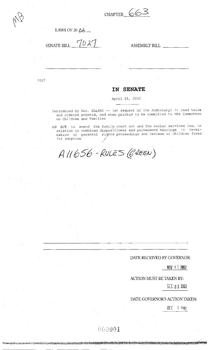 NYS Bill and Veto Jackets: 2002, Chapter 663
