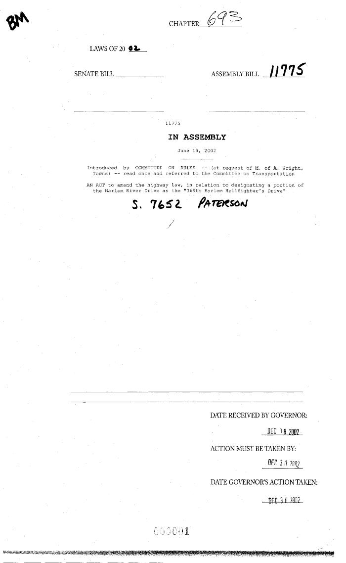 NYS Bill and Veto Jackets: 2002, Chapter 693