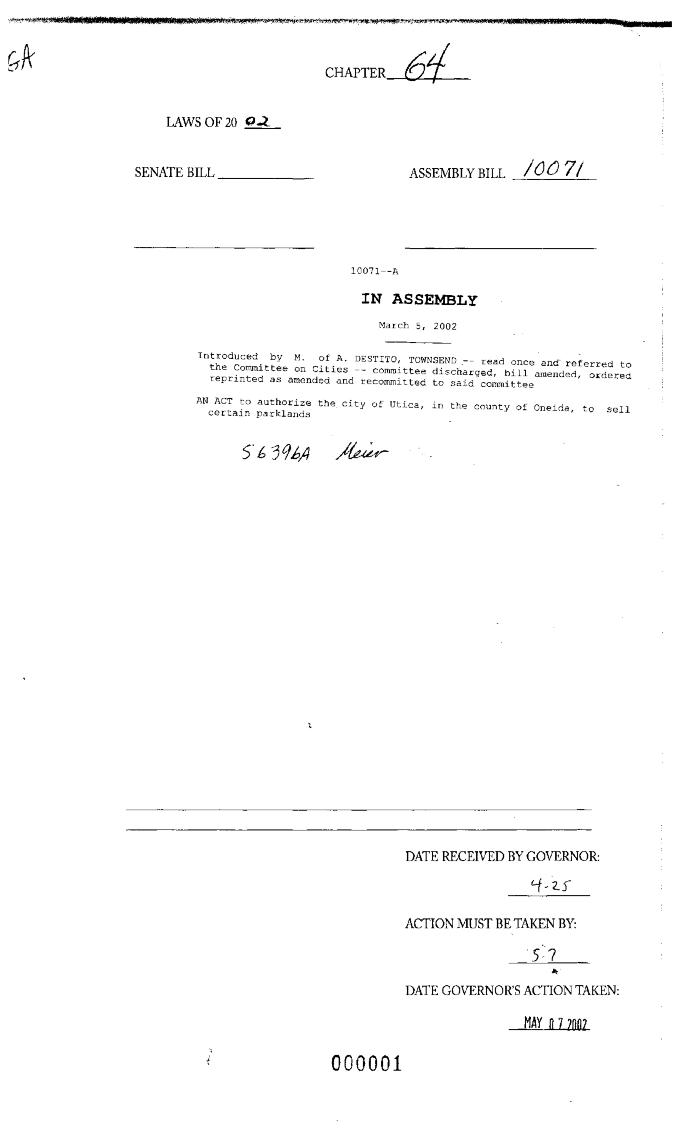 NYS Bill and Veto Jackets: 2002, Chapter 64