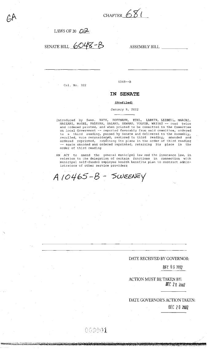 NYS Bill and Veto Jackets: 2002, Chapter 681