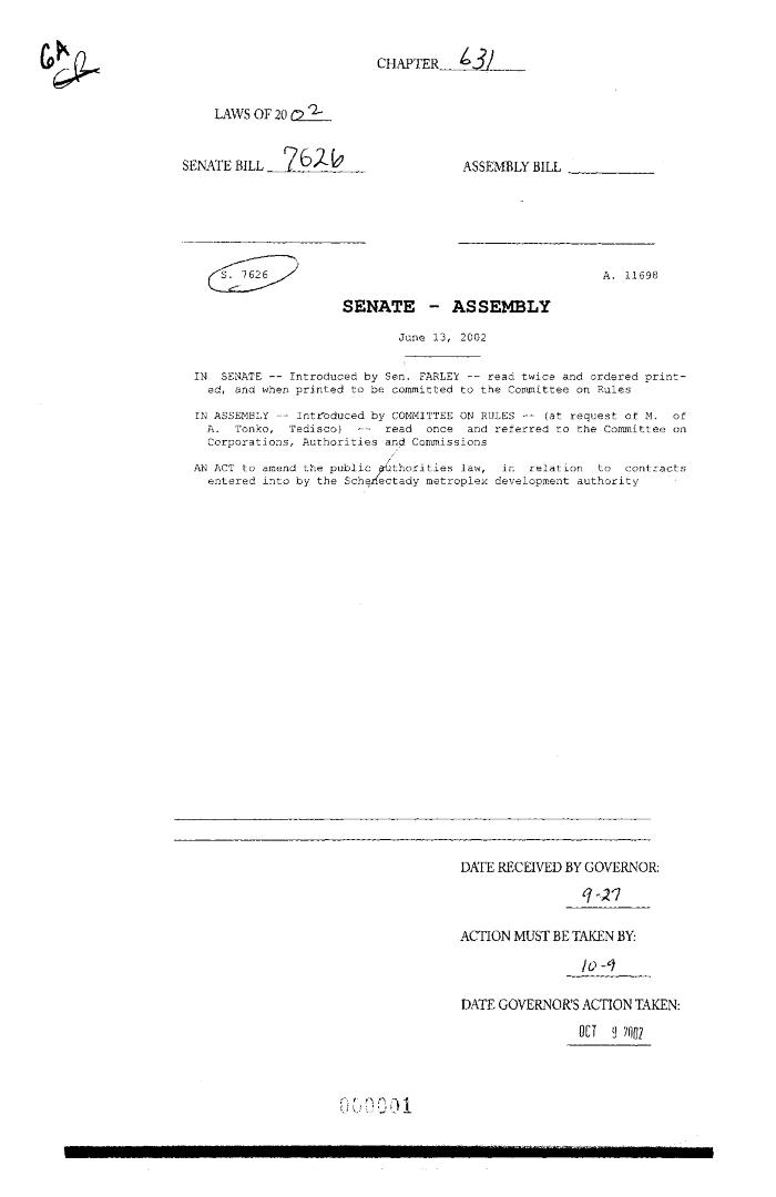 NYS Bill and Veto Jackets: 2002, Chapter 631