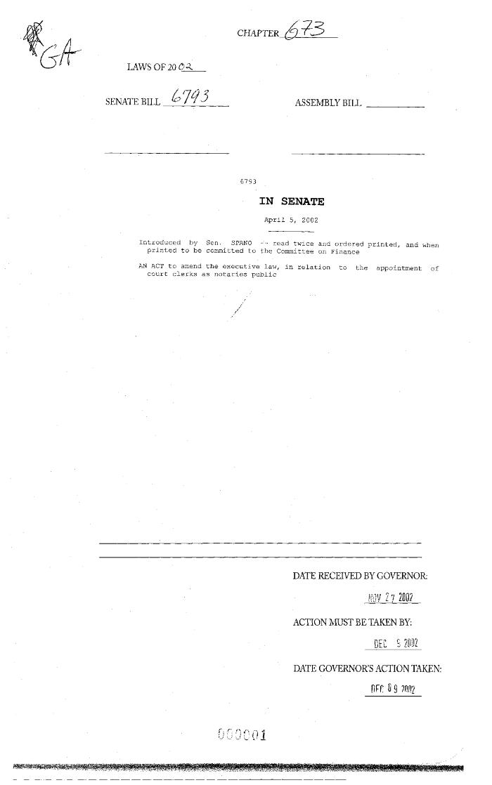 NYS Bill and Veto Jackets: 2002, Chapter 673