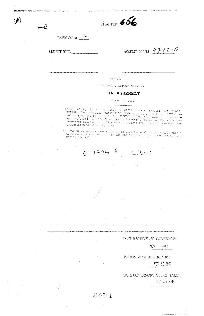 NYS Bill and Veto Jackets: 2002, Chapter 656