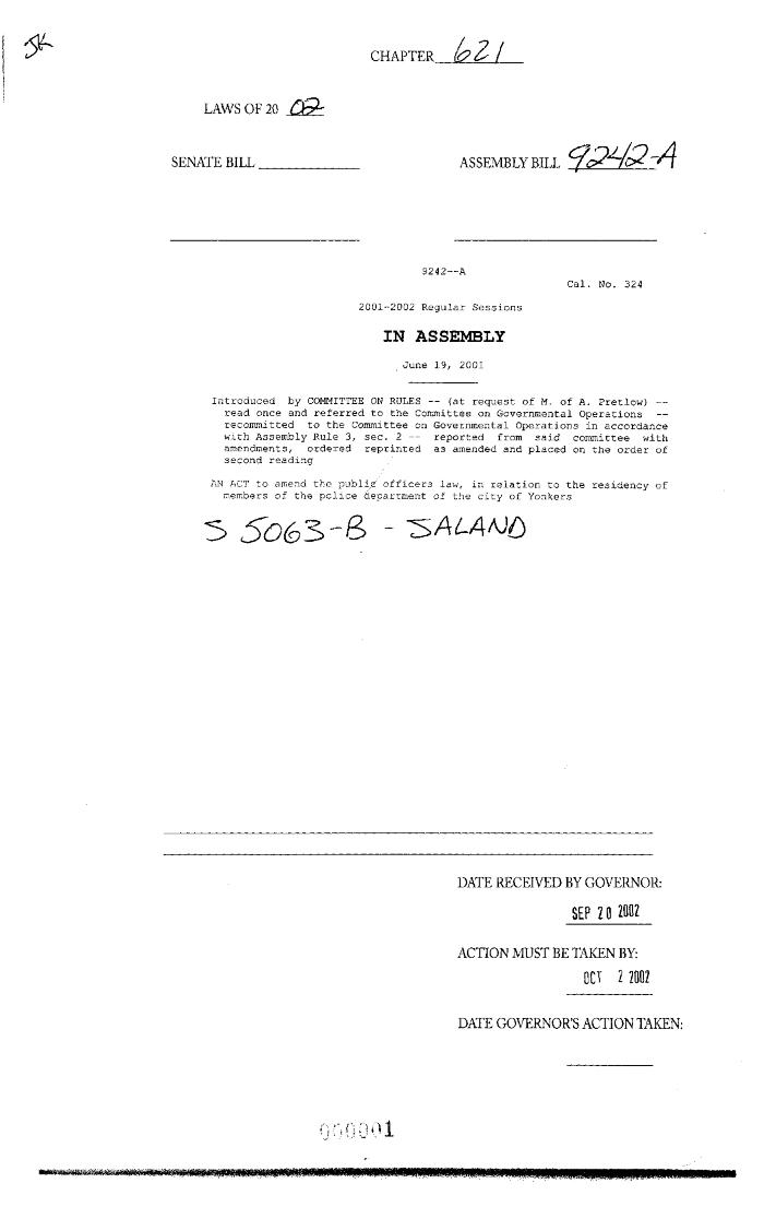 NYS Bill and Veto Jackets: 2002, Chapter 621