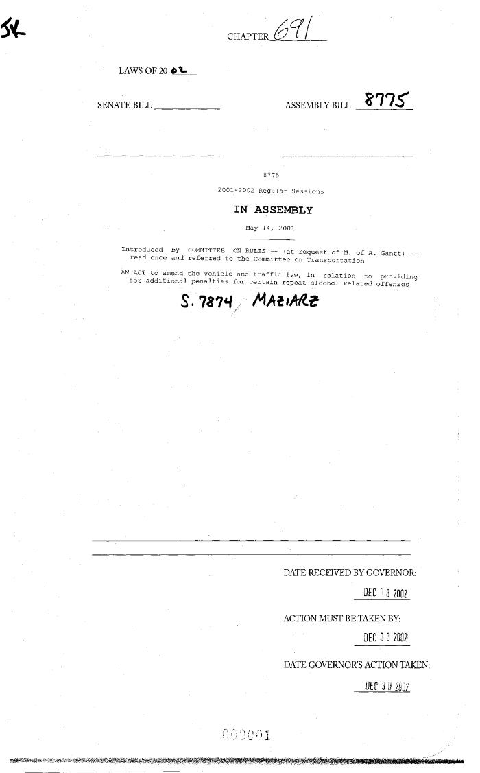 NYS Bill and Veto Jackets: 2002, Chapter 691