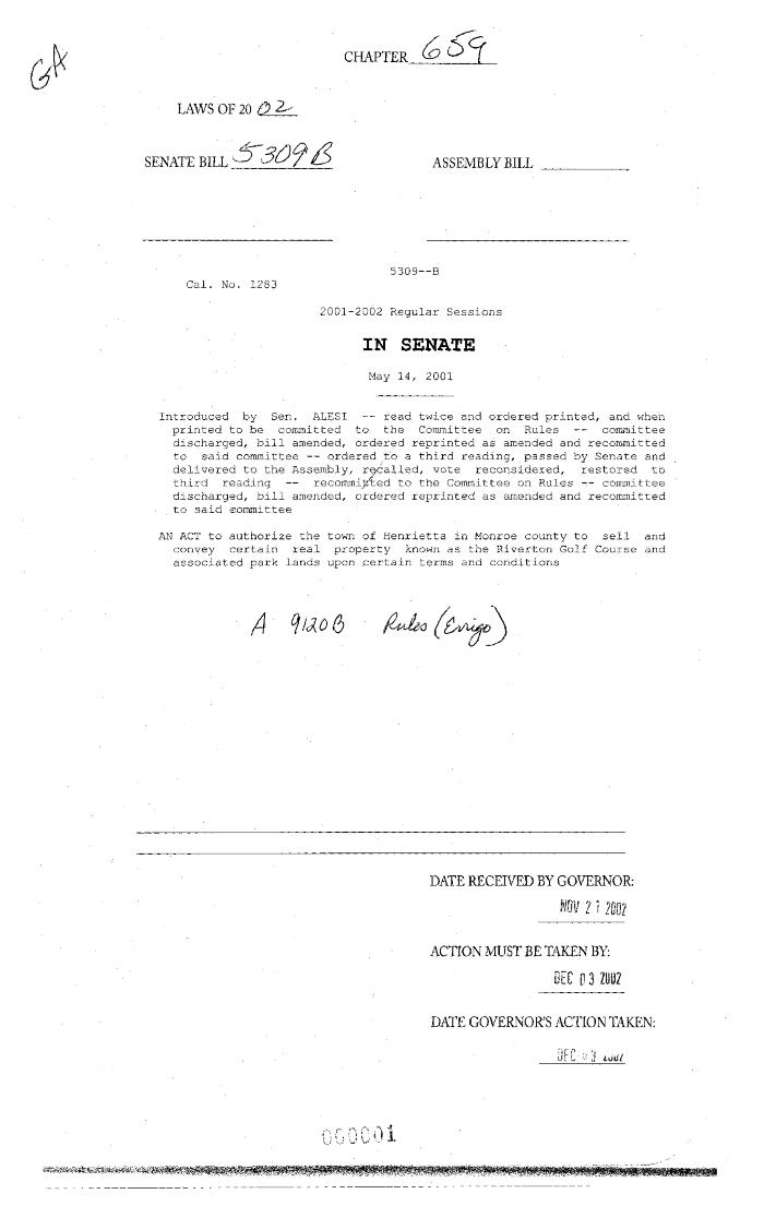NYS Bill and Veto Jackets: 2002, Chapter 659