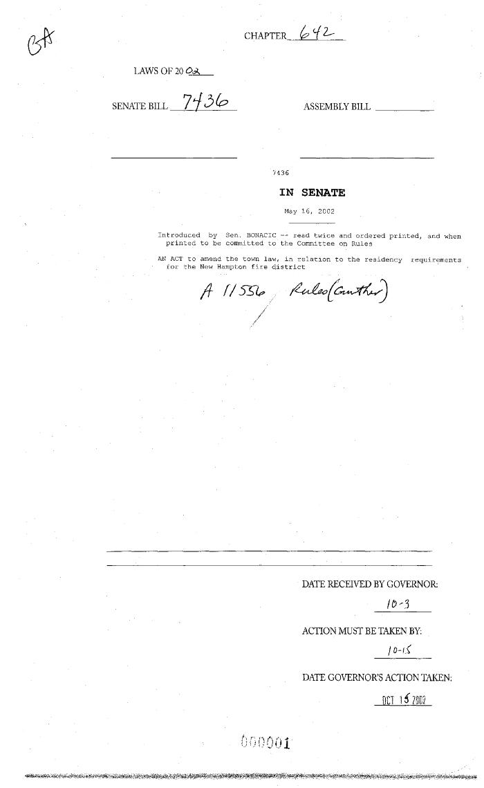 NYS Bill and Veto Jackets: 2002, Chapter 642