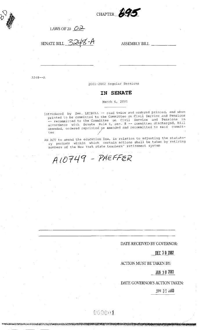 NYS Bill and Veto Jackets: 2002, Chapter 695