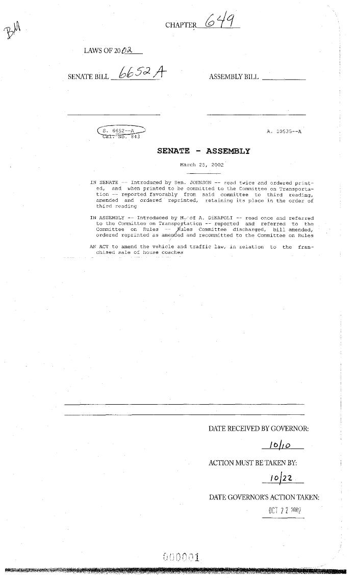 NYS Bill and Veto Jackets: 2002, Chapter 649