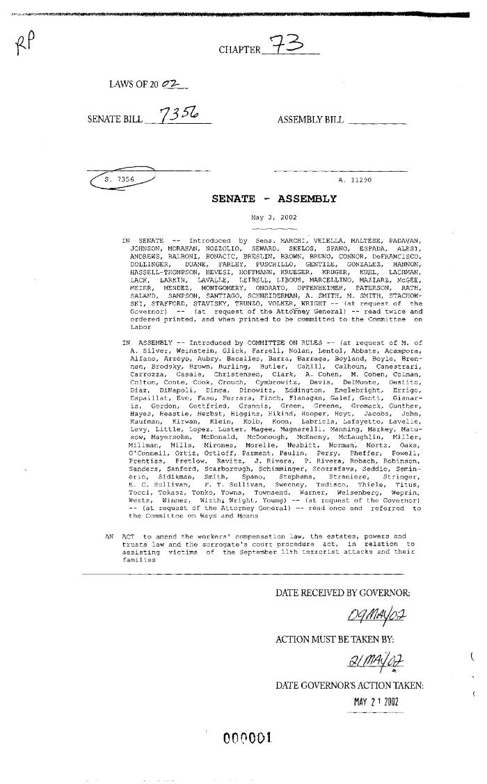 NYS Bill and Veto Jackets: 2002, Chapter 73