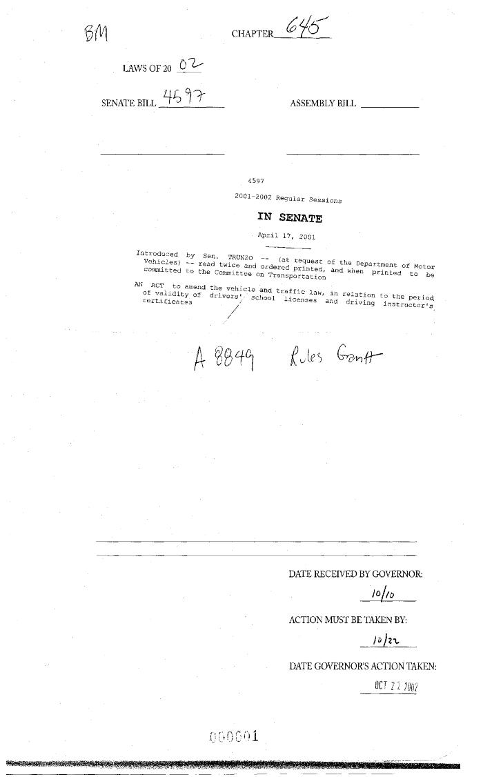 NYS Bill and Veto Jackets: 2002, Chapter 645