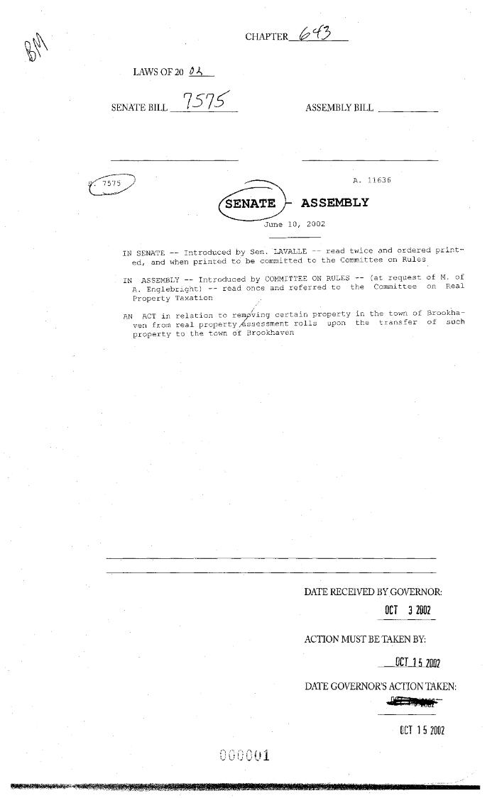 NYS Bill and Veto Jackets: 2002, Chapter 643