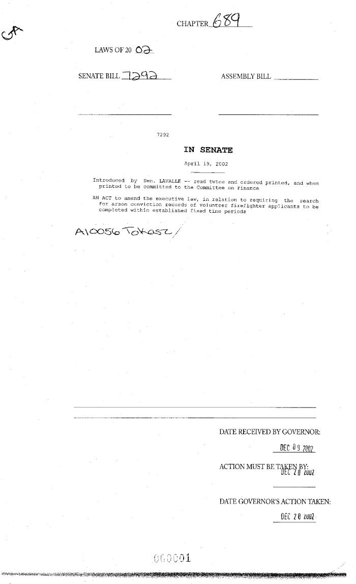 NYS Bill and Veto Jackets: 2002, Chapter 689