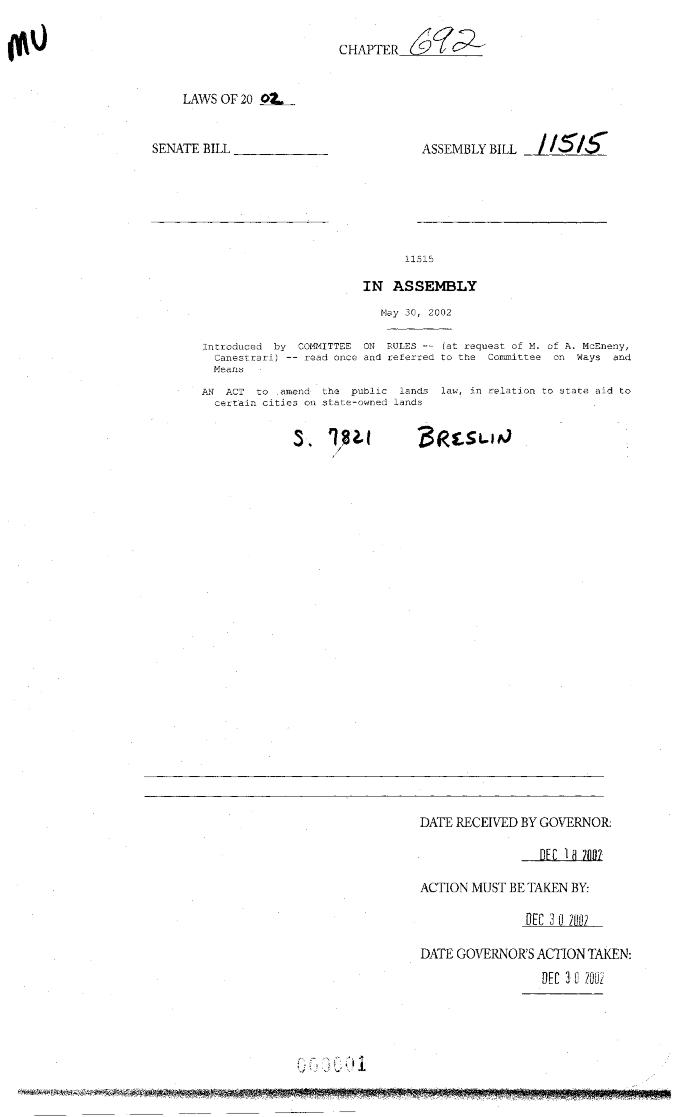 NYS Bill and Veto Jackets: 2002, Chapter 692