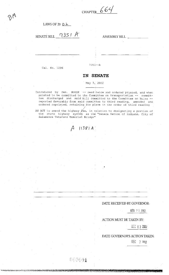 NYS Bill and Veto Jackets: 2002, Chapter 664
