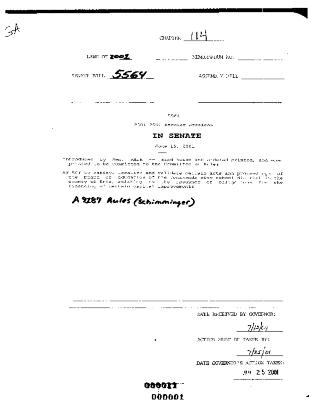 NYS Bill and Veto Jackets: 2001, Chapter 114