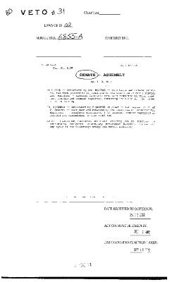 NYS Bill and Veto Jackets: 2002, Veto 31