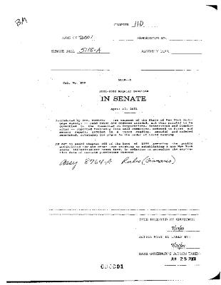 NYS Bill and Veto Jackets: 2001, Chapter 110