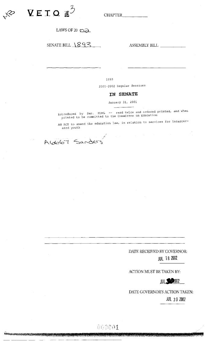 NYS Bill and Veto Jackets: 2002, Veto 3
