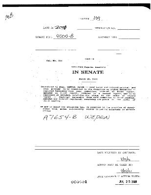 NYS Bill and Veto Jackets: 2001, Chapter 109