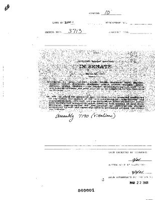 NYS Bill and Veto Jackets: 2001, Chapter 10