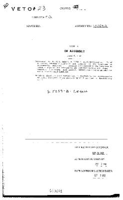 NYS Bill and Veto Jackets: 2002, Veto 23