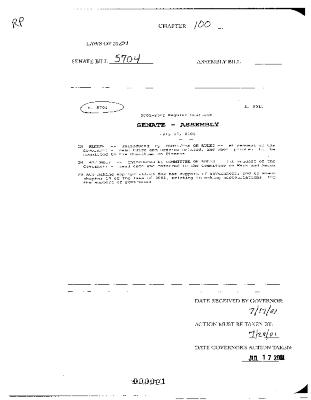 NYS Bill and Veto Jackets: 2001, Chapter 100