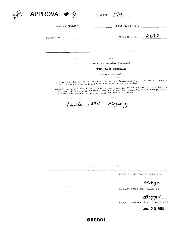 NYS Bill and Veto Jackets: 2001, Chapter 199