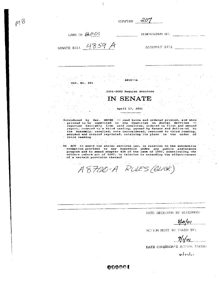 NYS Bill and Veto Jackets: 2001, Chapter 207