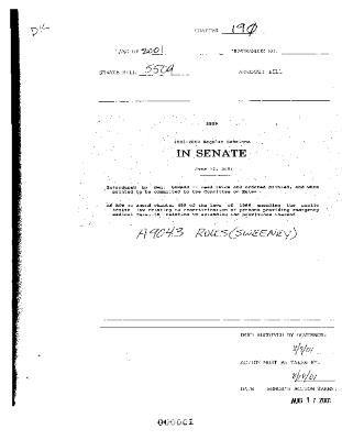 NYS Bill and Veto Jackets: 2001, Chapter 190