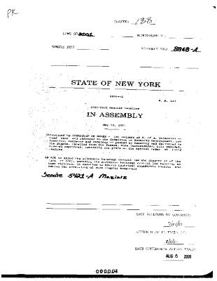 NYS Bill and Veto Jackets: 2001, Chapter 138