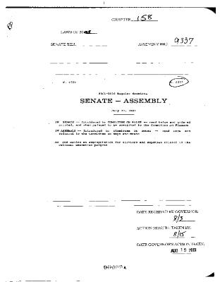 NYS Bill and Veto Jackets: 2001, Chapter 158