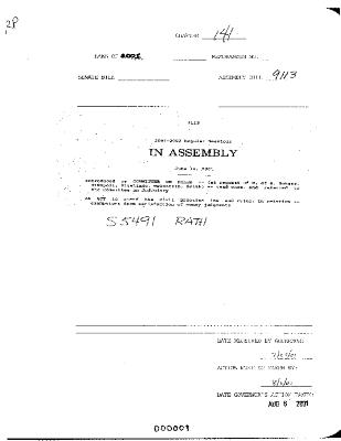 NYS Bill and Veto Jackets: 2001, Chapter 141