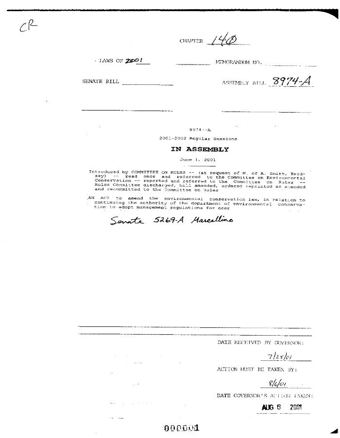 NYS Bill and Veto Jackets: 2001, Chapter 140