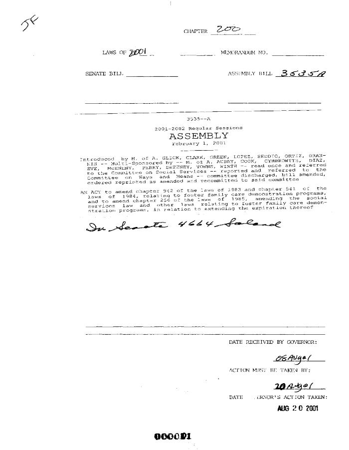 NYS Bill and Veto Jackets: 2001, Chapter 200