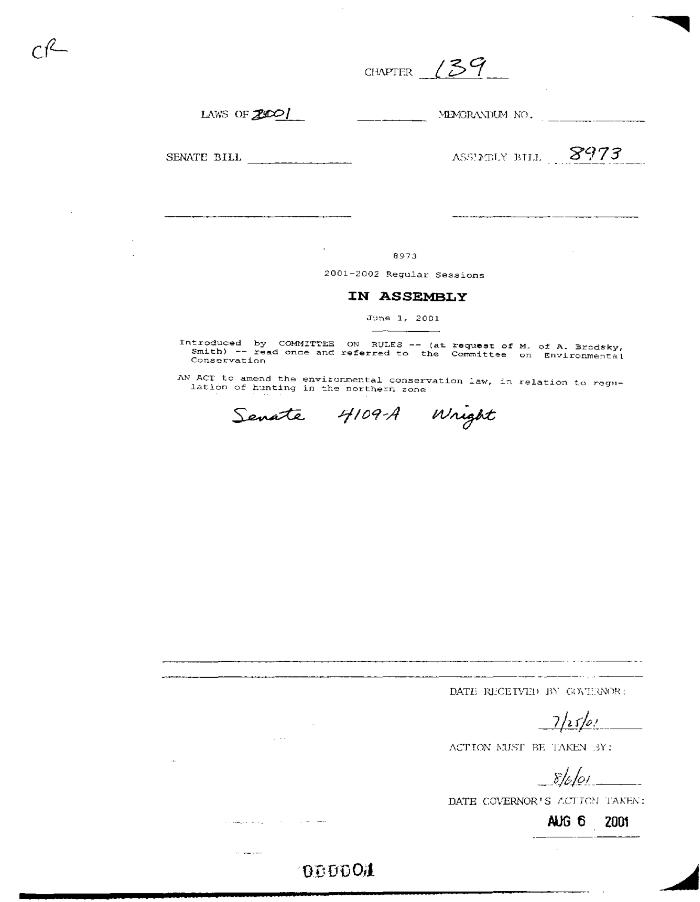NYS Bill and Veto Jackets: 2001, Chapter 139