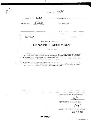NYS Bill and Veto Jackets: 2001, Chapter 154