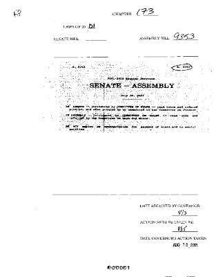 NYS Bill and Veto Jackets: 2001, Chapter 173