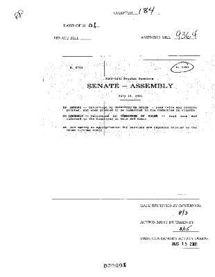 NYS Bill and Veto Jackets: 2001, Chapter 184
