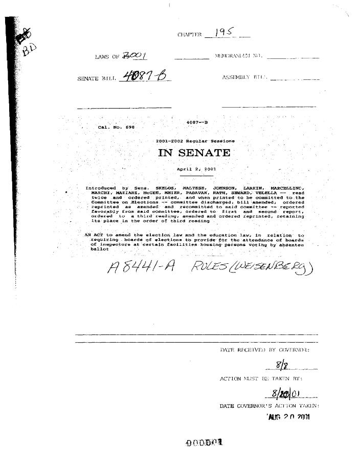 NYS Bill and Veto Jackets: 2001, Chapter 195