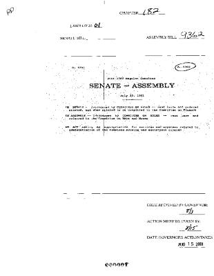 NYS Bill and Veto Jackets: 2001, Chapter 182
