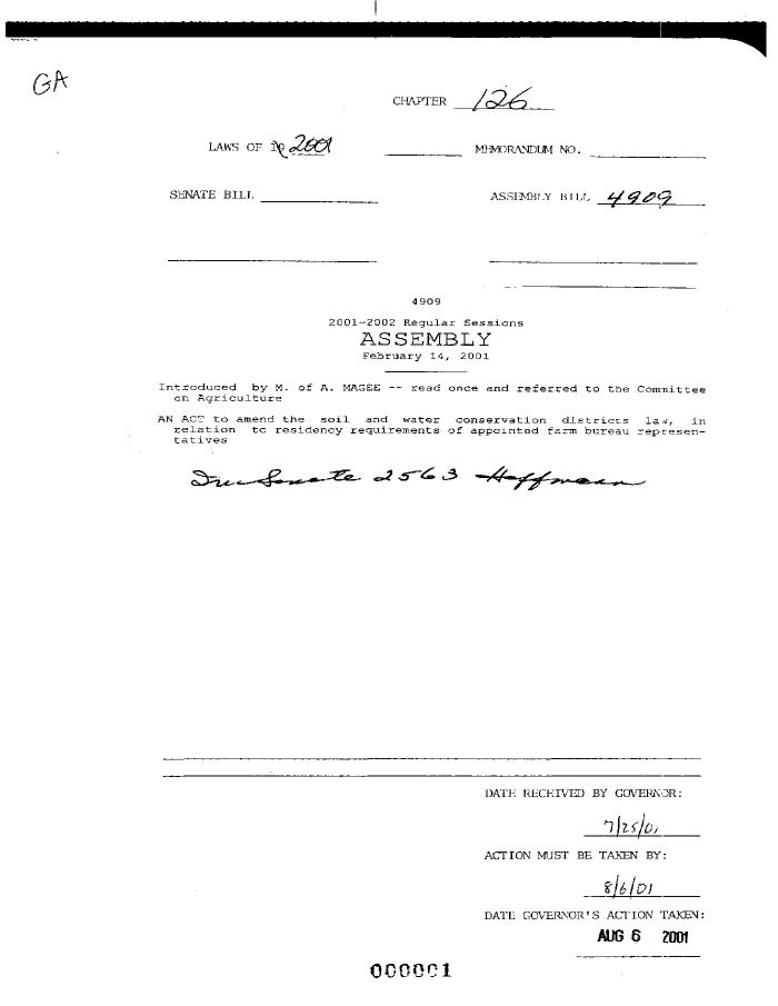 NYS Bill and Veto Jackets: 2001, Chapter 126
