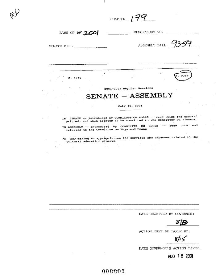 NYS Bill and Veto Jackets: 2001, Chapter 179